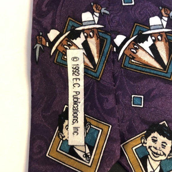 Mad Magazine Alfred E. Newman/Spy vs Spy Purple Silk Tie Made in Canada - Picture 7 of 12
